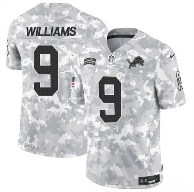 Men%27s Detroit Lions #9 Jameson Williams 2024 F.U.S.E Arctic Camo Salute To Service Limited Stitched Football Jersey Dzhi->detroit lions->NFL Jersey